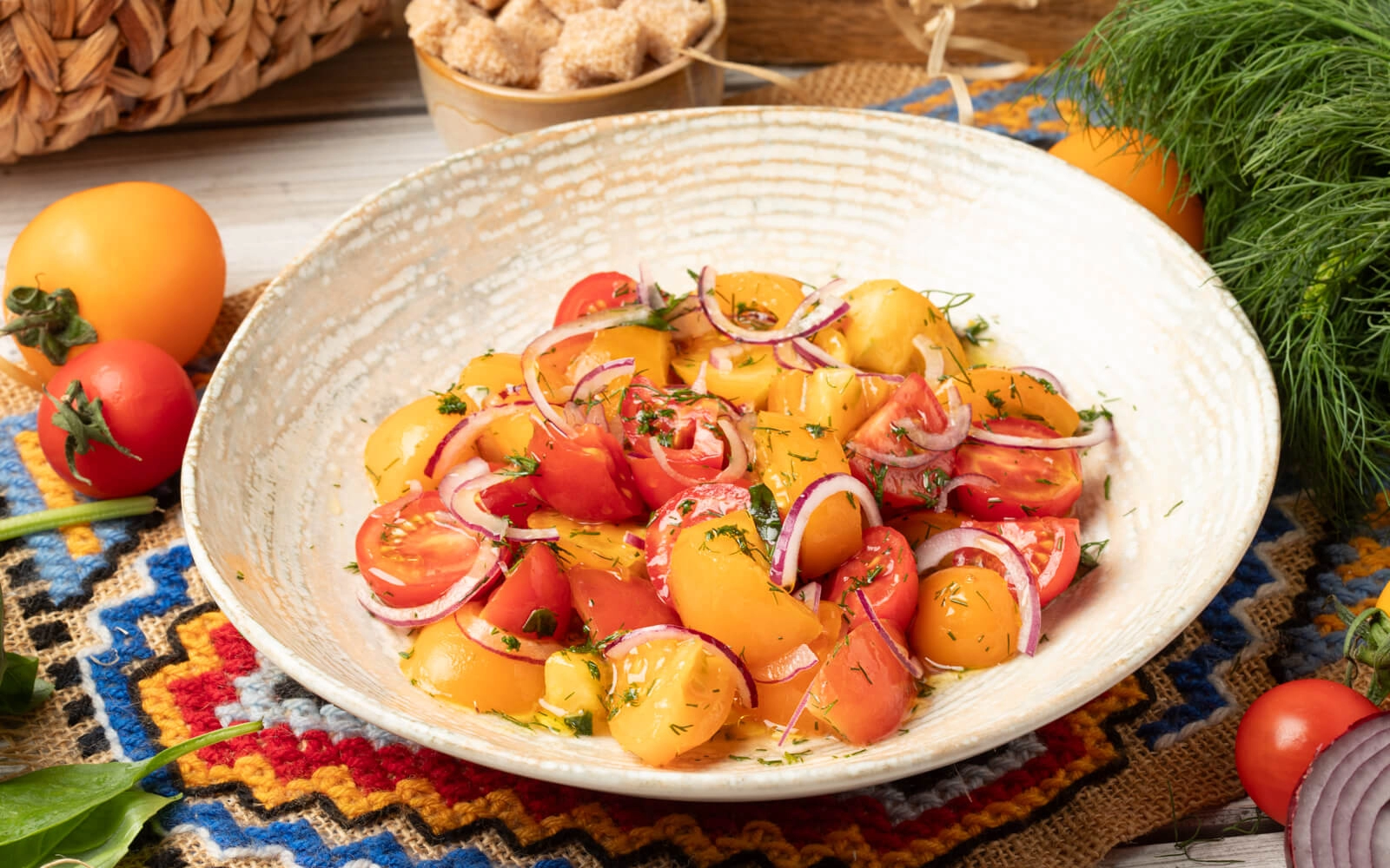 Seasonal tomato salad