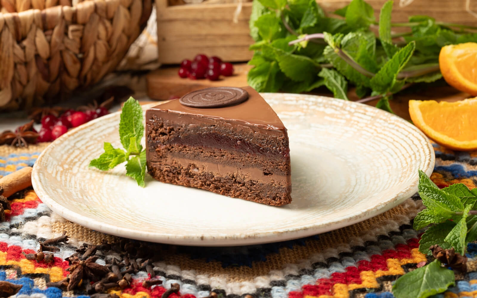 Chocolate cake with tender sour cherry filling