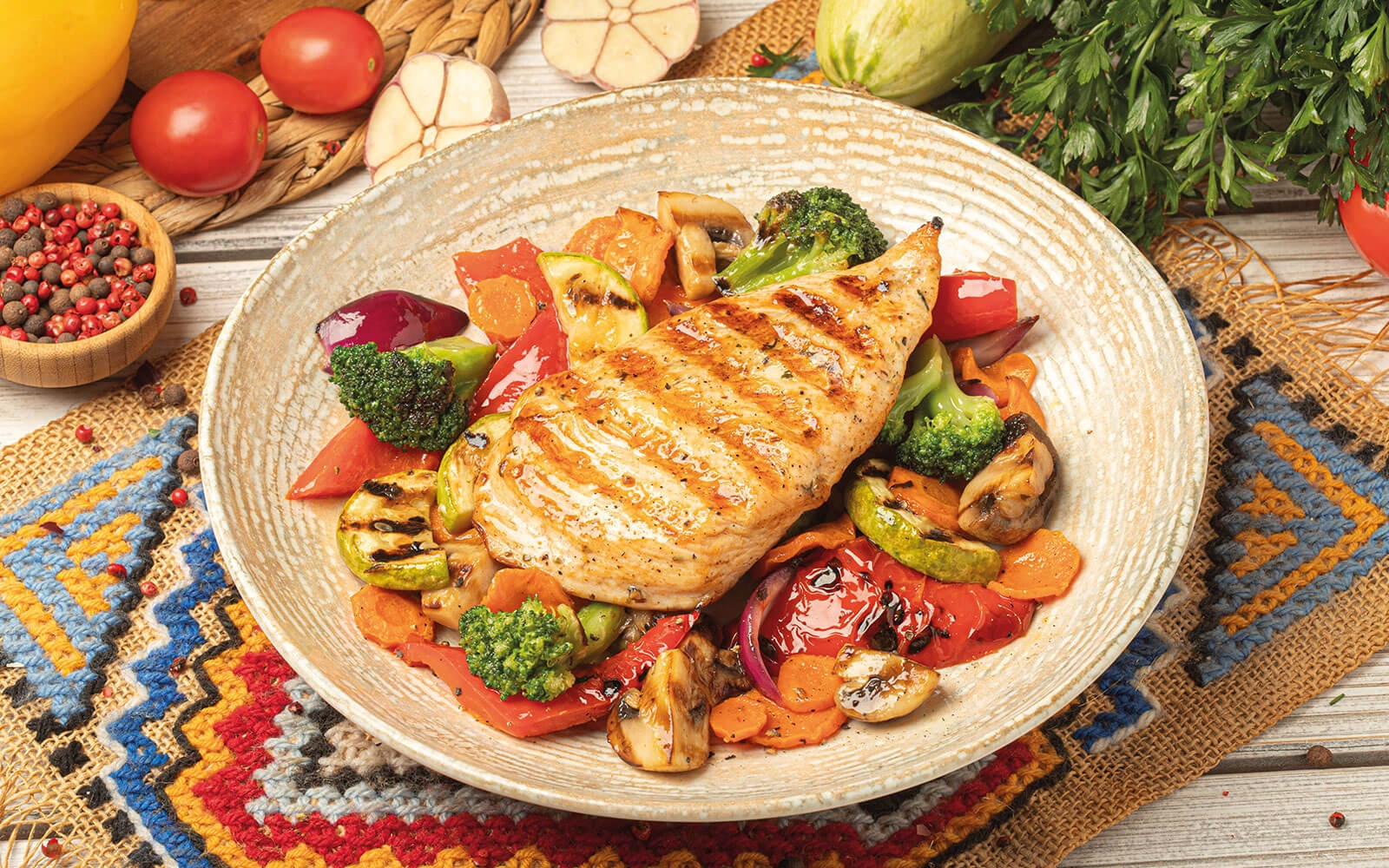 Steak de pui cu legume