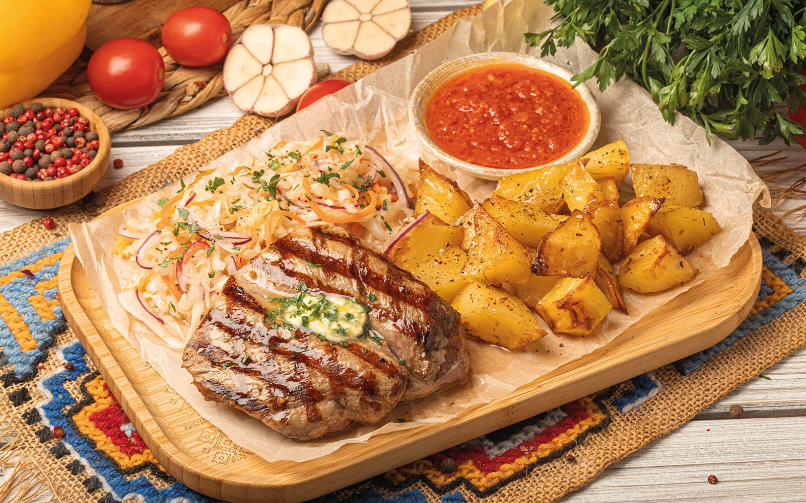 Steak de porc cu cartofi