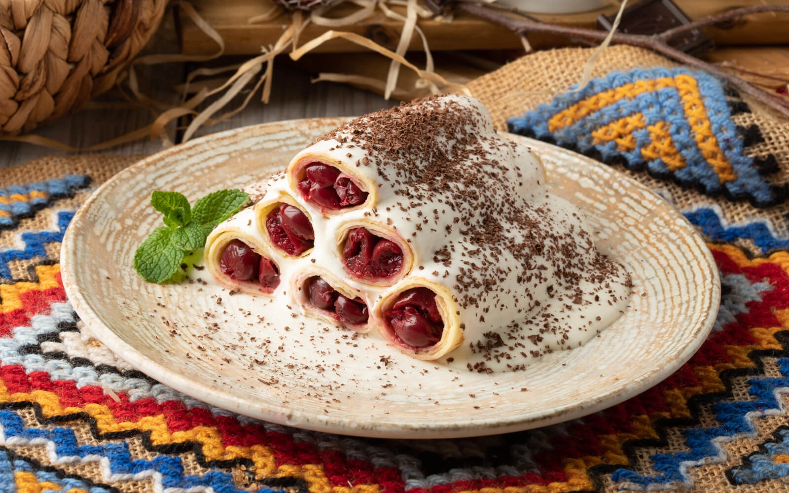 Crêpes with sour cherry