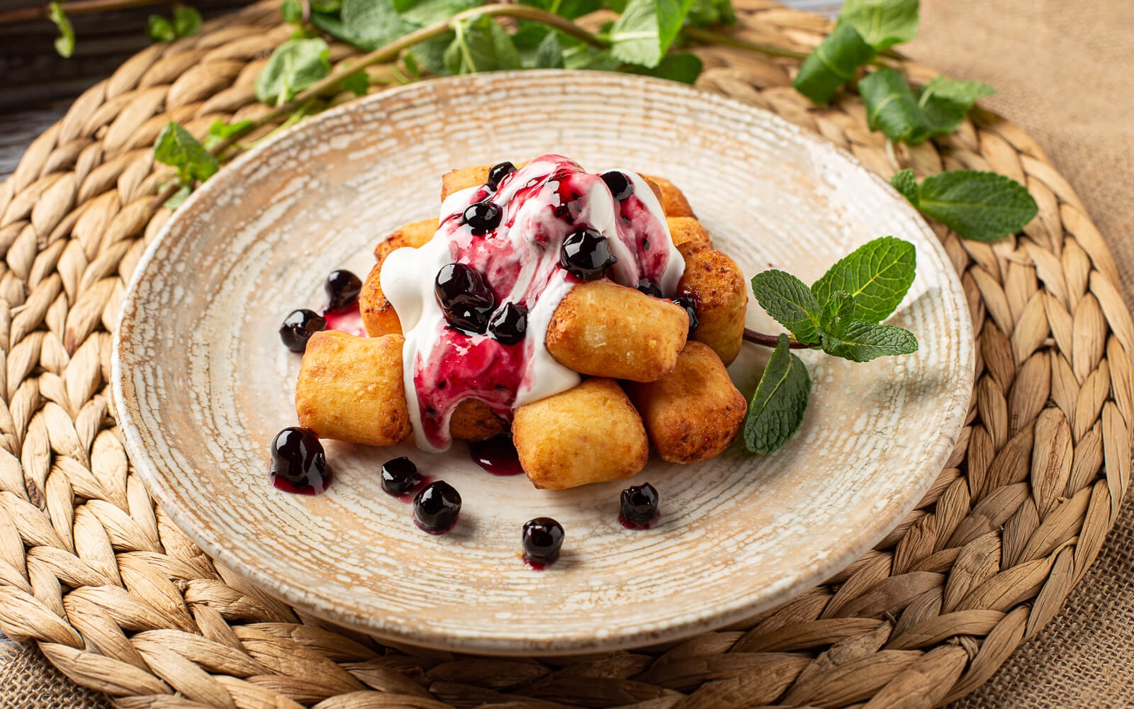 Donuts with jam and sour cream