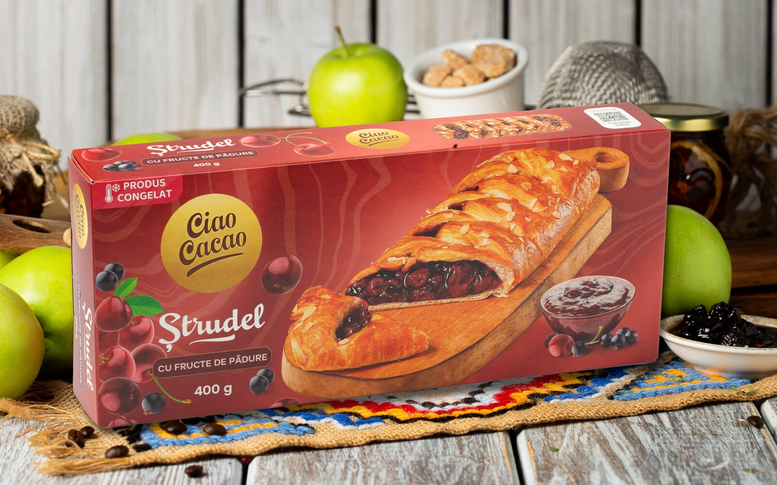Frozen product. Strudel with berries