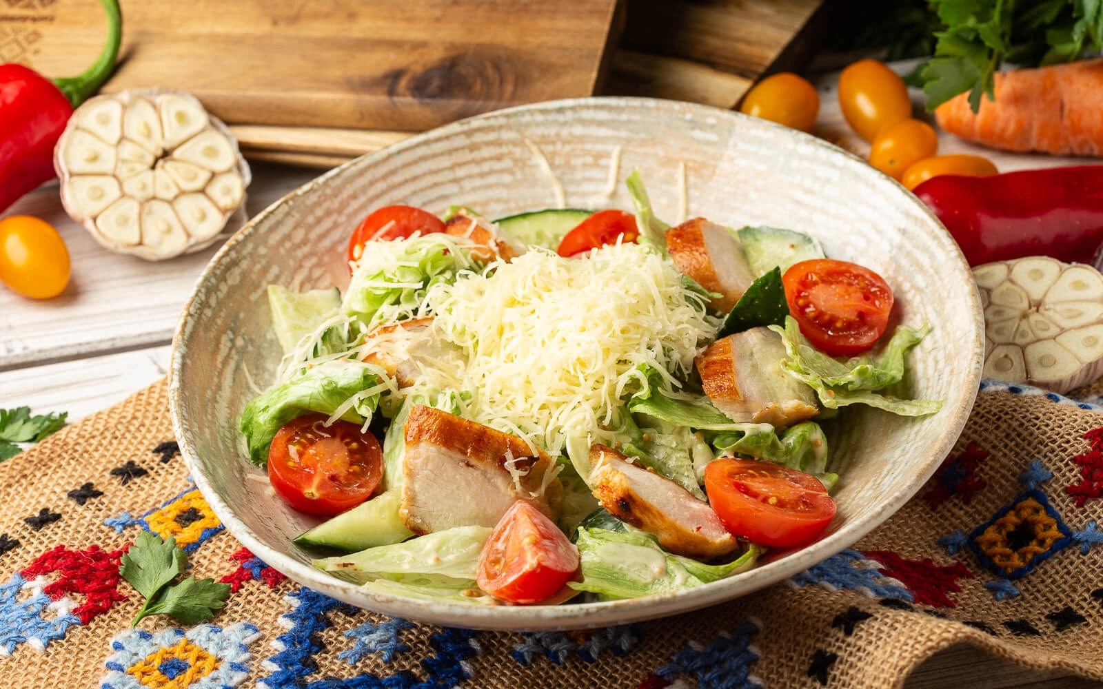 Tender salad with chicken breast