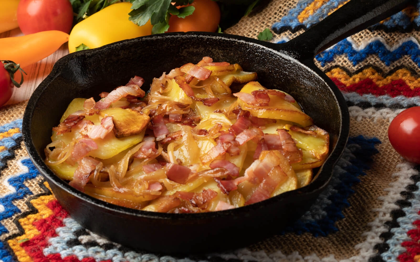 Home fried potatoes with bacon